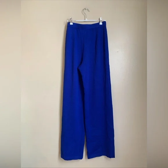 ST. JOHN Santana Knit Royal Blue Straight Pants 10 Usa Old Money Emily gilmore - Picture 4 of 5